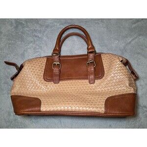 NWOT Bueno Collection Woven Dome Satchel Handbag Purse Camel Brown Leather